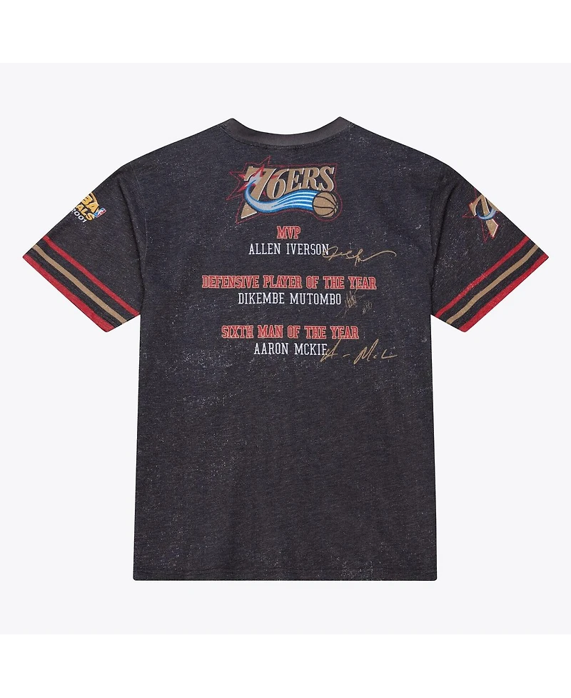 Mitchell & Ness Men's Black Philadelphia 76ers Hardwood Classics Originals Collection 2000-2001 Team Roster T-Shirt