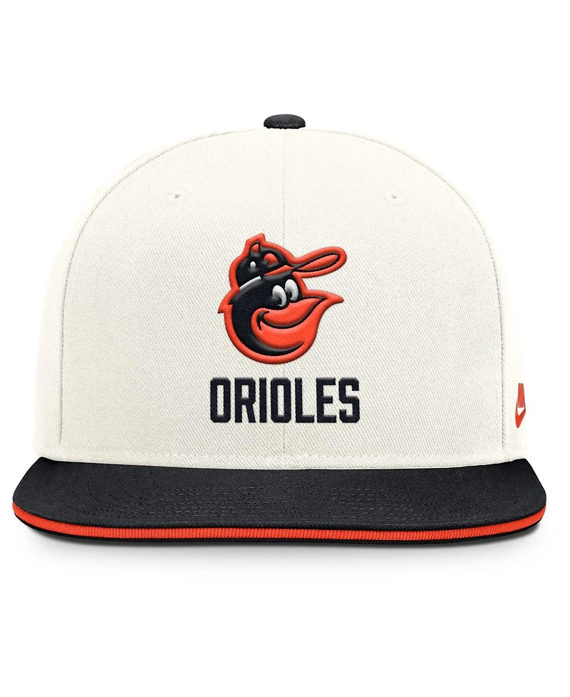 Nike Men's Cream/Black Baltimore Orioles Cooperstown Pro Dri-fit Snapback Hat