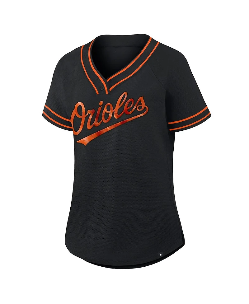 Fanatics Women's Black Baltimore Orioles Diva Race Ahead Raglan V-Neck T-Shirt