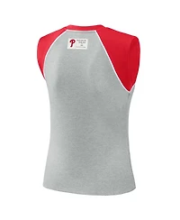 Wear by Erin Andrews Women's Heather Gray Philadelphia Phillies Cropped Raglan Tank Top