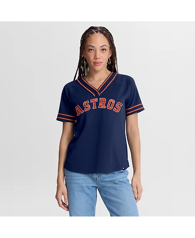 Fanatics Women's Navy Houston Astros Diva Race Ahead Raglan V-Neck T-Shirt