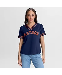 Fanatics Women's Navy Houston Astros Diva Race Ahead Raglan V-Neck T-Shirt