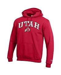 Champion Men's Scarlet Utah Utes Arched Logo Fleece Pullover Hoodie