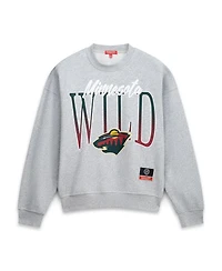 Mitchell & Ness Women's Heather Gray Minnesota Wild Hockey Night Sweatshirt
