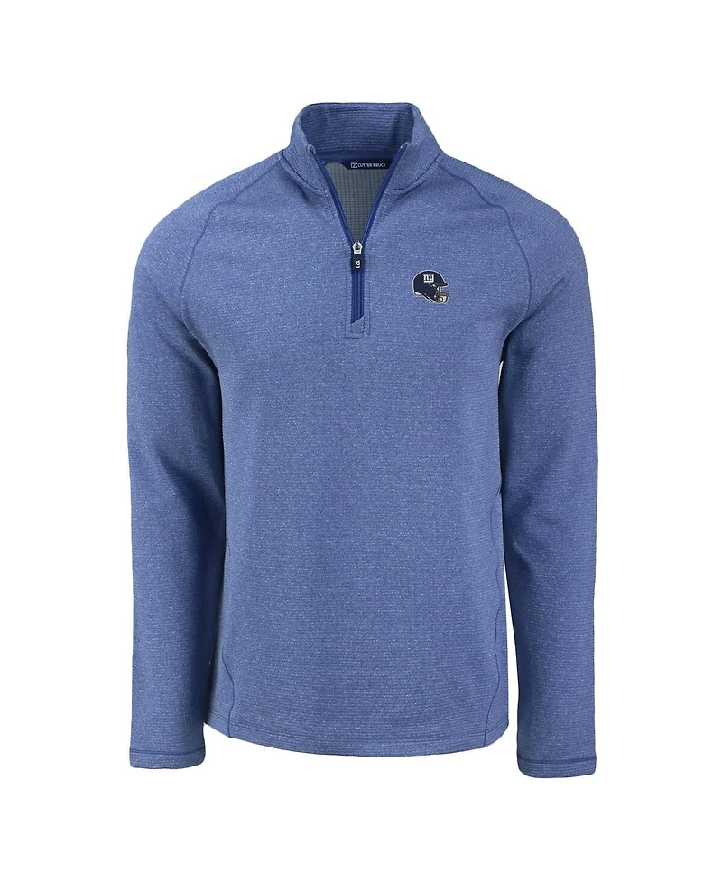 Cutter & Buck Men's Heather Royal New York Giants Peshastin Fleece Tri-Blend Raglan Quarter-Zip Jacket