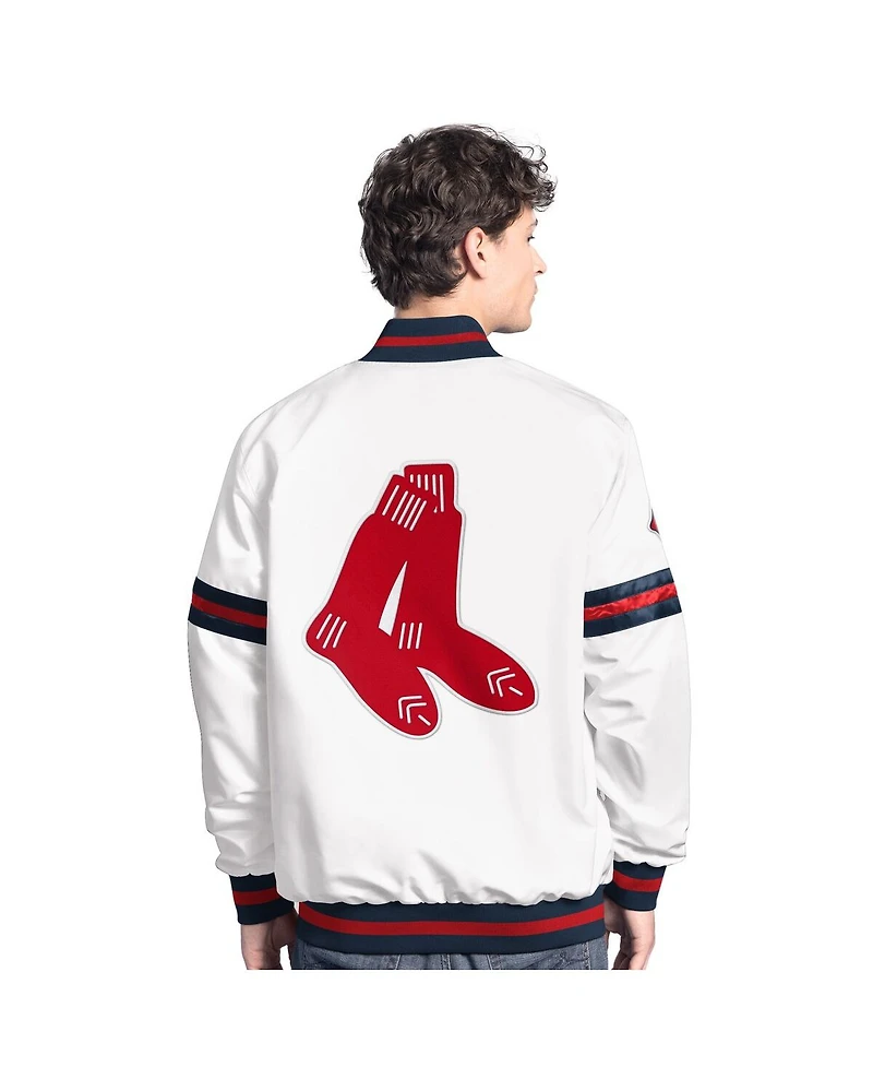 Starter Men's White Boston Red Sox Cooperstown Scout Full-Snap Varsity Jacket