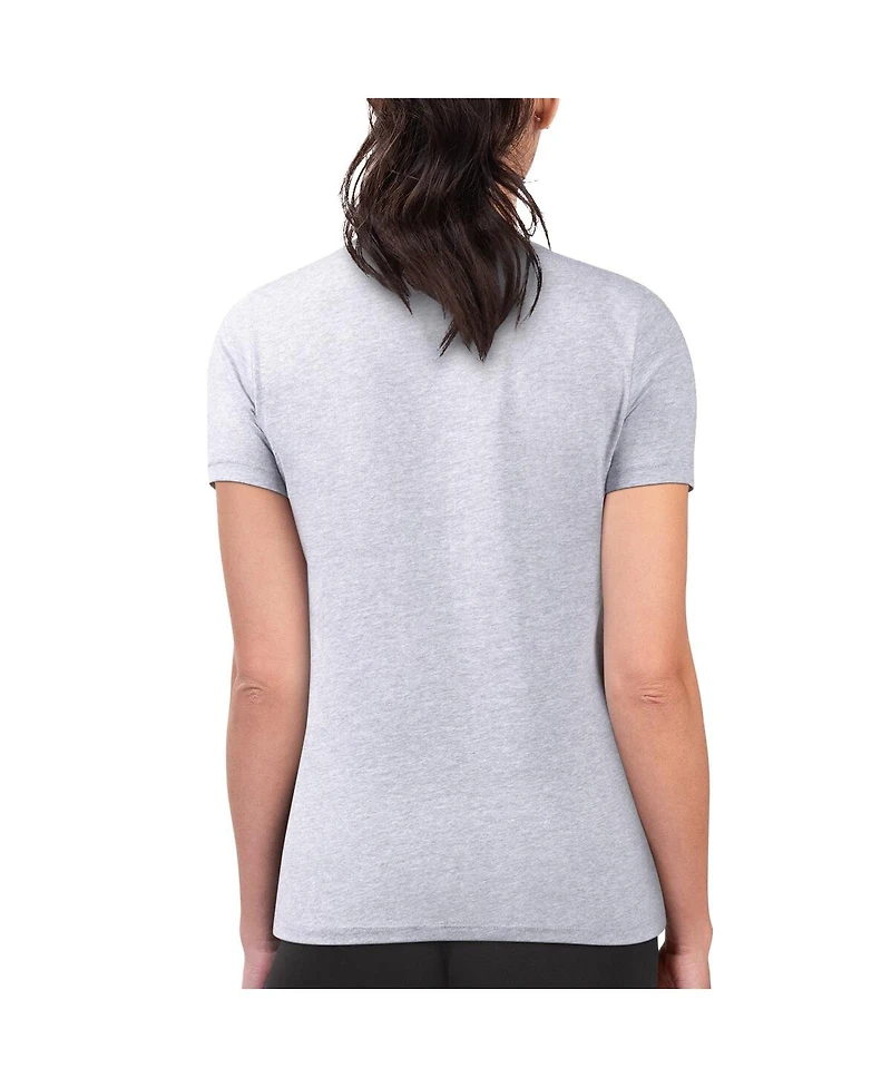 G-iii 4Her by Carl Banks Women's Heather Gray New York Yankees Super-Slim Fit Lightweight Flowers Graphic T-Shirt