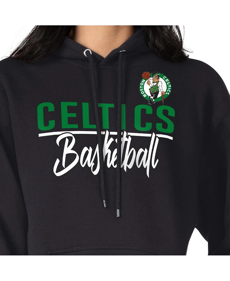 G-iii 4Her by Carl Banks Women's Black Boston Celtics Graphics Fleece Pullover Hoodie