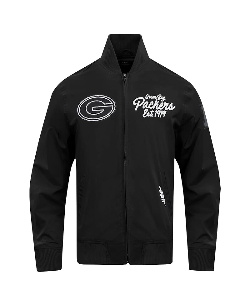 Pro Standard Men's Black Green Bay Packers Paint The City Twill Full-Zip Jacket