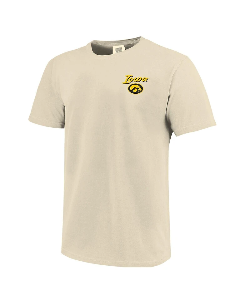 Image One Men's Natural Iowa Hawkeyes Comfort Colors Hand-Drawn Campus Stack T-Shirt