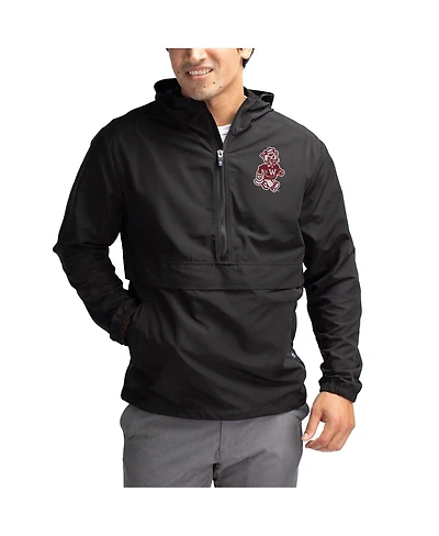 Cutter & Buck Men's Black Washington State Cougars Charter Half-Zip Anorak Jacket
