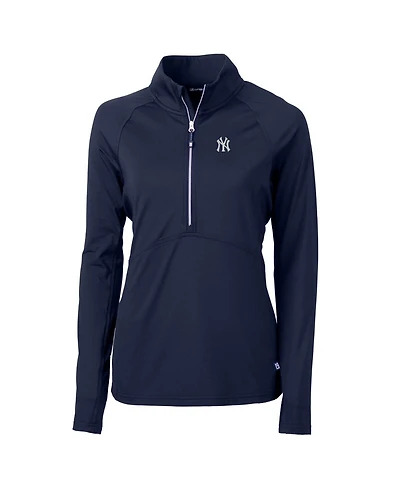Cutter & Buck Women's Navy New York Yankees Adapt Eco Knit Stretch Half-Zip Pullover Top