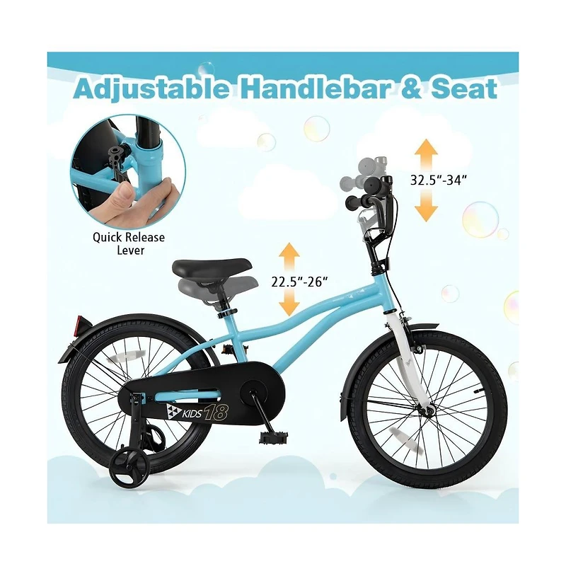 18 Inch Kids Bike for 4-8 Years Old Children Bicycle with Training Wheels
