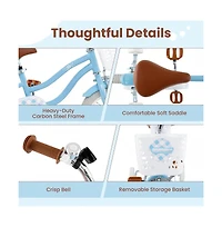 14 Inch Kids Bike with Training Wheels Basket Adjustable Ages 3 to 8