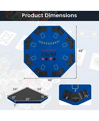 Hongge 84 Inch 10 Player Folding Poker Table Top with Cup Holders and Casino Felt Surface