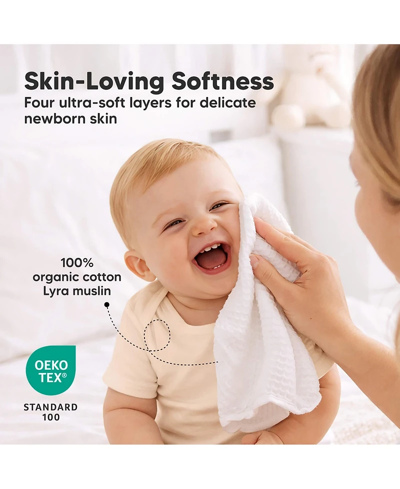KeaBabies 10 Pack Lyra Muslin Baby Washcloths Large 12x12 Soft Absorbent Cotton Muslin Wash Cloths Burp Rags Face Cloth Towel