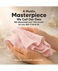 KeaBabies 5-Pack Lyra Muslin Baby Washcloths, Large 12x12, Soft Absorbent Cotton Wash Cloths, Burp Rags, Face Cloth Towel