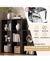 Slickblue 3-Cube Bookshelf with Back Guardrail for Living Room