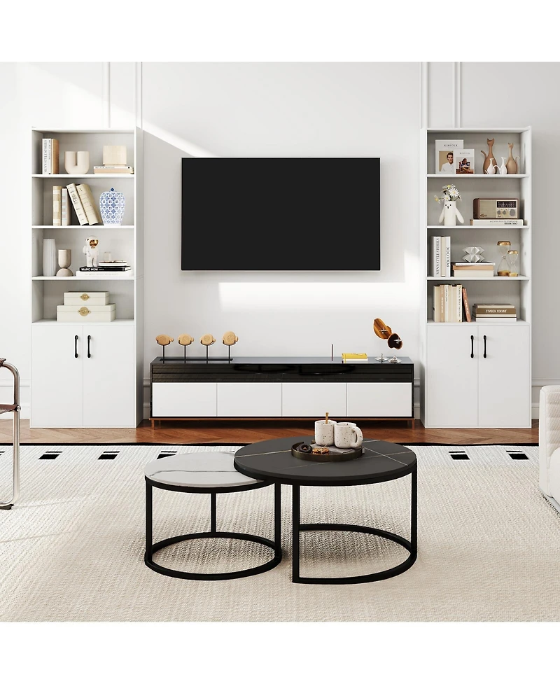 Slickblue 70 Inch Bookshelf 6-Tier with Storage Cabinet and Shelves