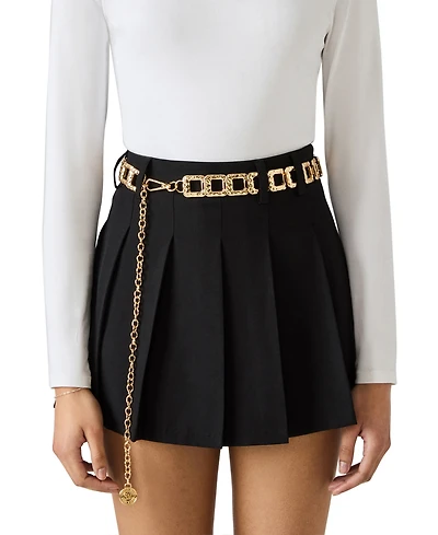 Steve Madden Gold-Tone Hammered Square Link Chain Belt
