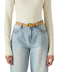 Steve Madden Polyurethane Square, Plaque and Dome Buckle 3-Piece Belt Set