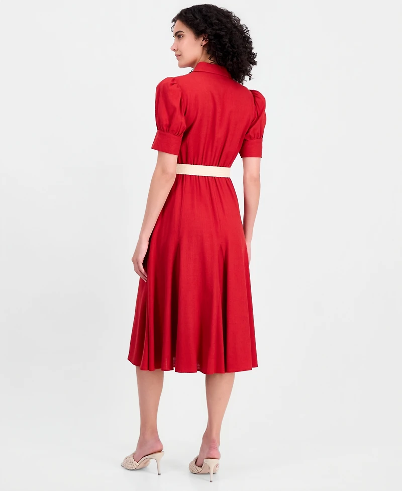 Tahari Asl Women's Short-Sleeve Belted Dress