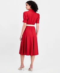 Tahari Asl Women's Short-Sleeve Belted Dress
