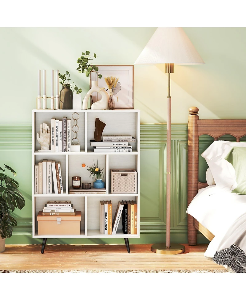 Slickblue 7-Cube Organizer Bookcase with Sturdy Metal Legs