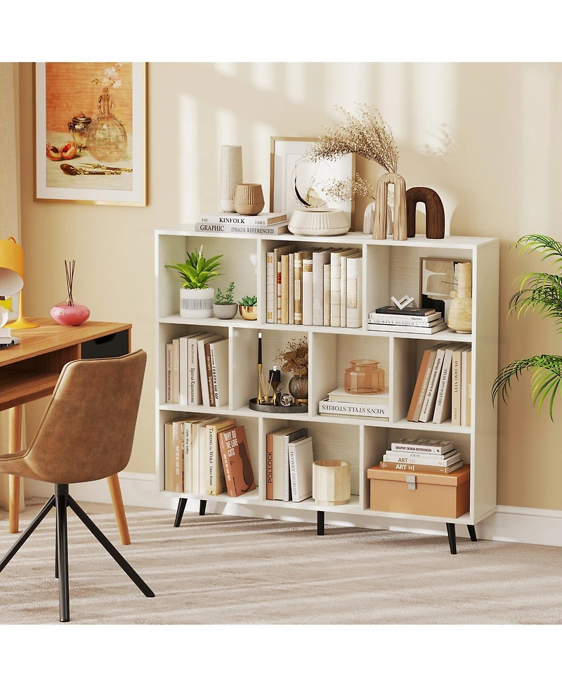 Slickblue 10-Cube Organizer Bookcase with Sturdy Metal Frame