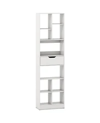 Slickblue 71 Inch Bookcase with Drawer and 10 Storage Compartments