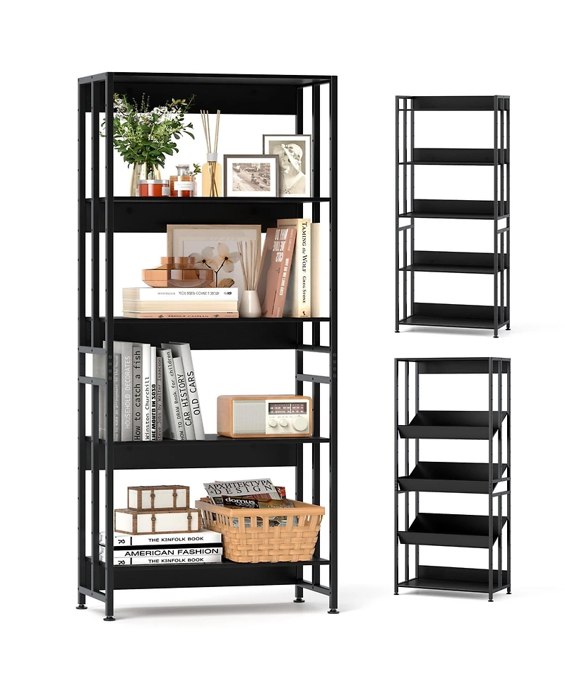 Slickblue 5-Level Bookcase with Adjustable Tilt Storage Shelves