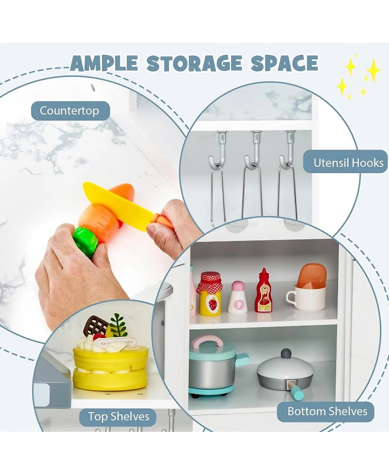 Hongge Kids Corner Pretend Kitchen Playset with Separated Washing Basin