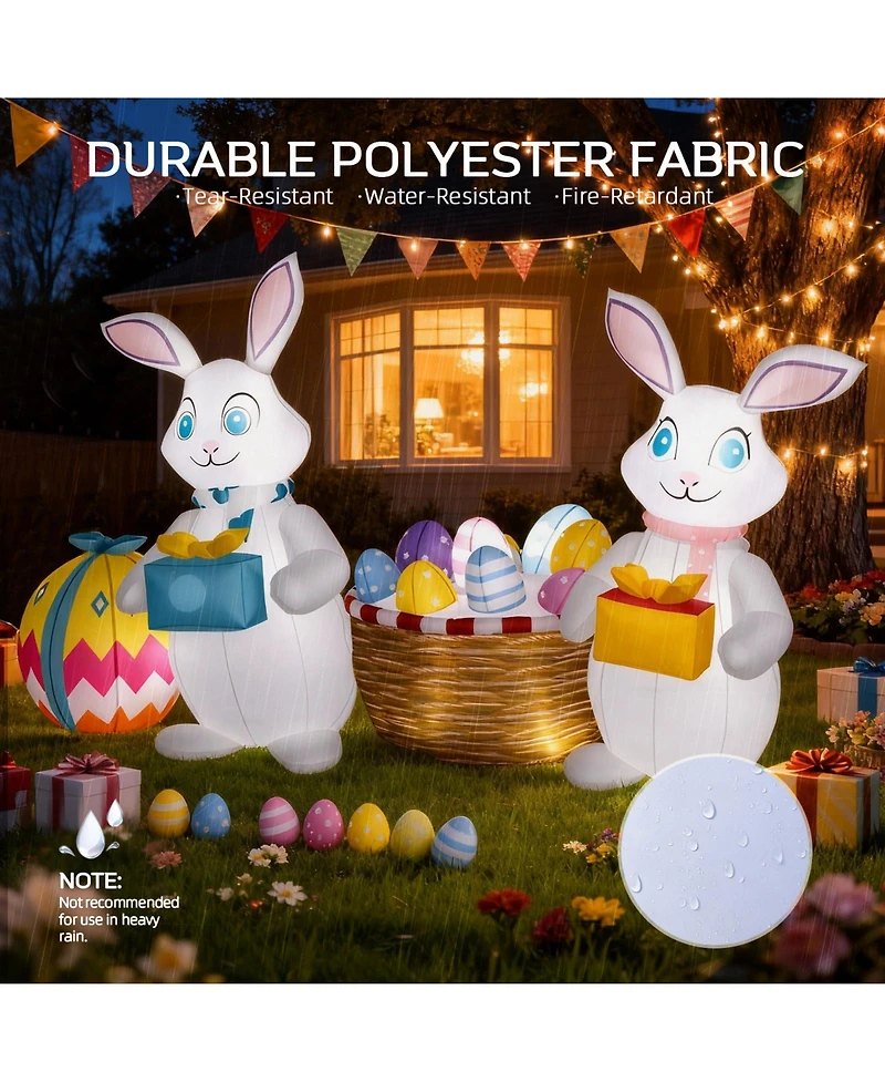 Hongge 5FT Inflatable Easter Bunny with Gift Boxes and Eggs for Yard