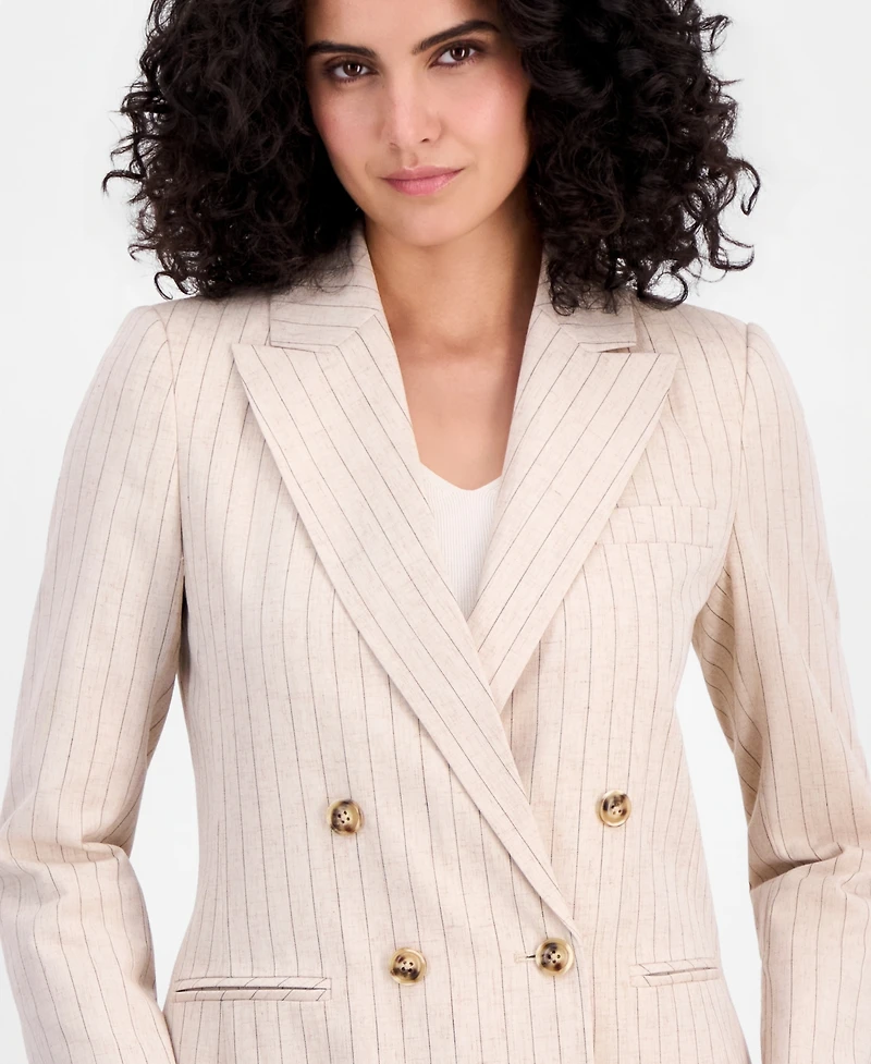 Tahari Asl Women's Pinstriped Double-Breasted Blazer