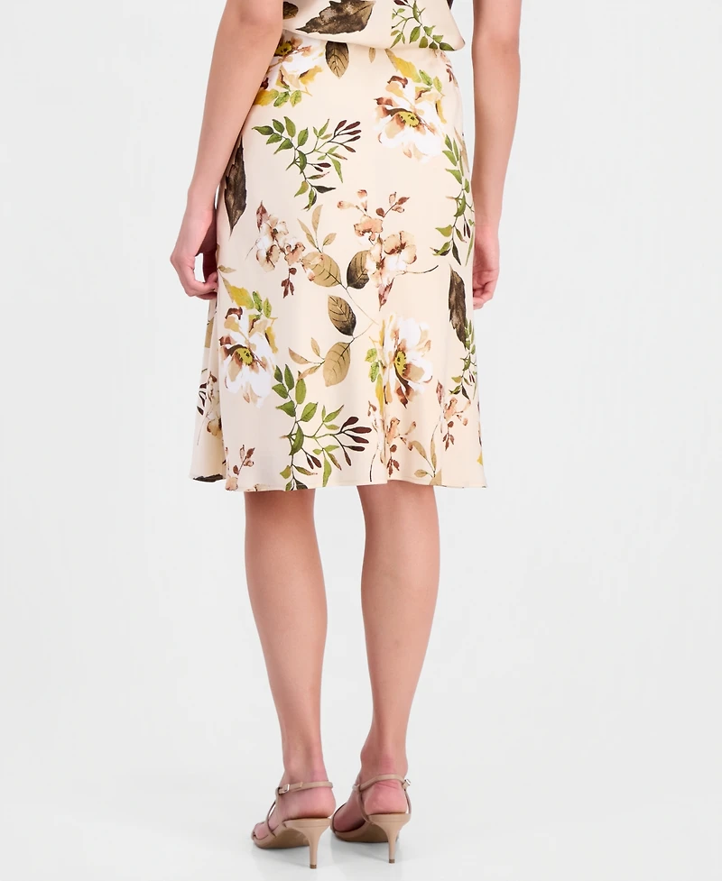 Tahari Asl Petite Side Zip A-Line Skirt