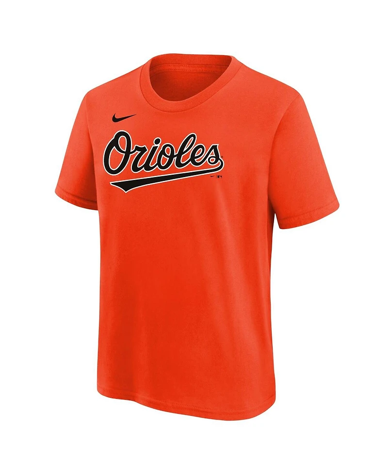 Nike Big Boys and Girls Jackson Holliday Orange Baltimore Orioles Name Number T-Shirt