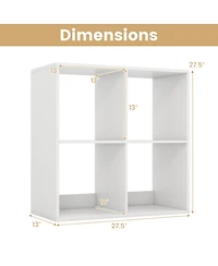 Sugift 4 Cube Bookshelf with Back Guardrail for Living Room Bedroom