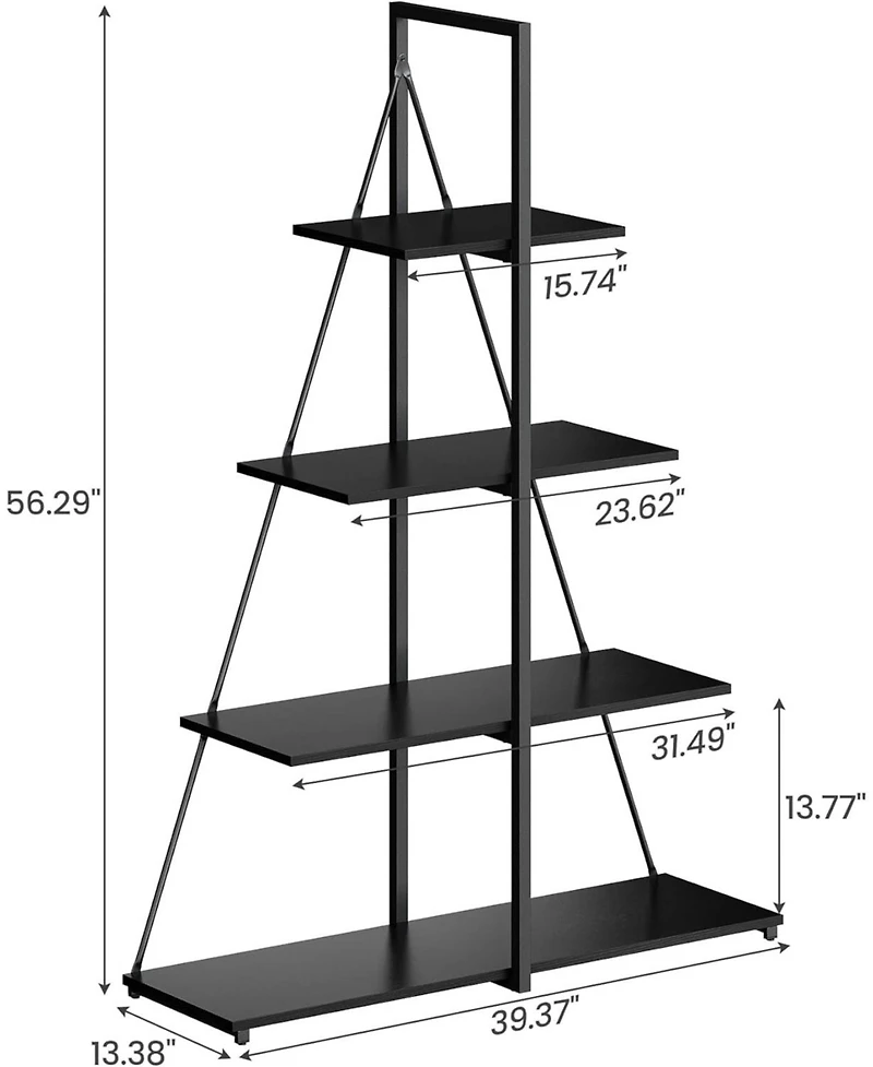 gaomon Sailboat Shaped Bookshelf, 4-Tier Ladder Book Shelf, Nautical Storage Shelves, Space-Saving Freestanding Organizer for Living Room, Office