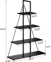 gaomon Sailboat Shaped Bookshelf, 4-Tier Ladder Book Shelf, Nautical Storage Shelves, Space-Saving Freestanding Organizer for Living Room, Office