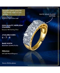 Sterling Silver 14k Gold Plated Cubic Zirconia Pave Band Ring