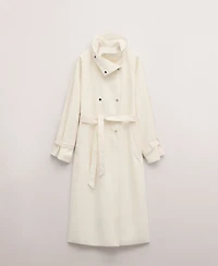 Mango Women's Oversized Funnel-Neck Belt Trench Coat