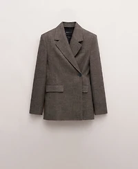 Mango Women's Herringbone Double-Breasted Suit Blazer