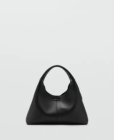Mango Women's Stitching Detail Leather Shoulder Bag