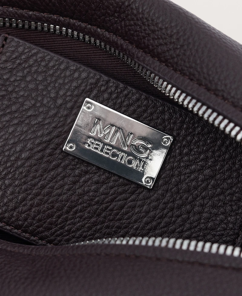 Mango Women's Oval Leather Shoulder Bag