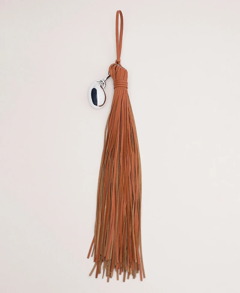 Mango Women's Leather Tassel Keychain
