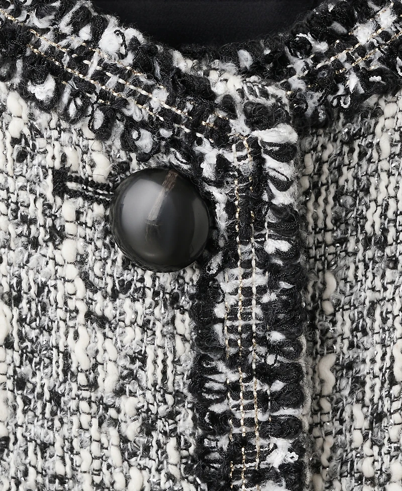 Mango Women's Frayed Ends Tweed Jacket