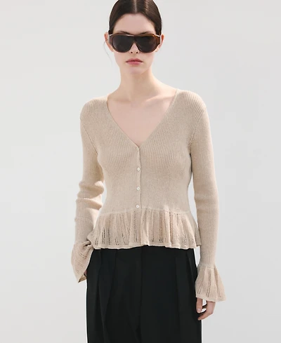 Mango Women's Ruffle Knit Cardigan
