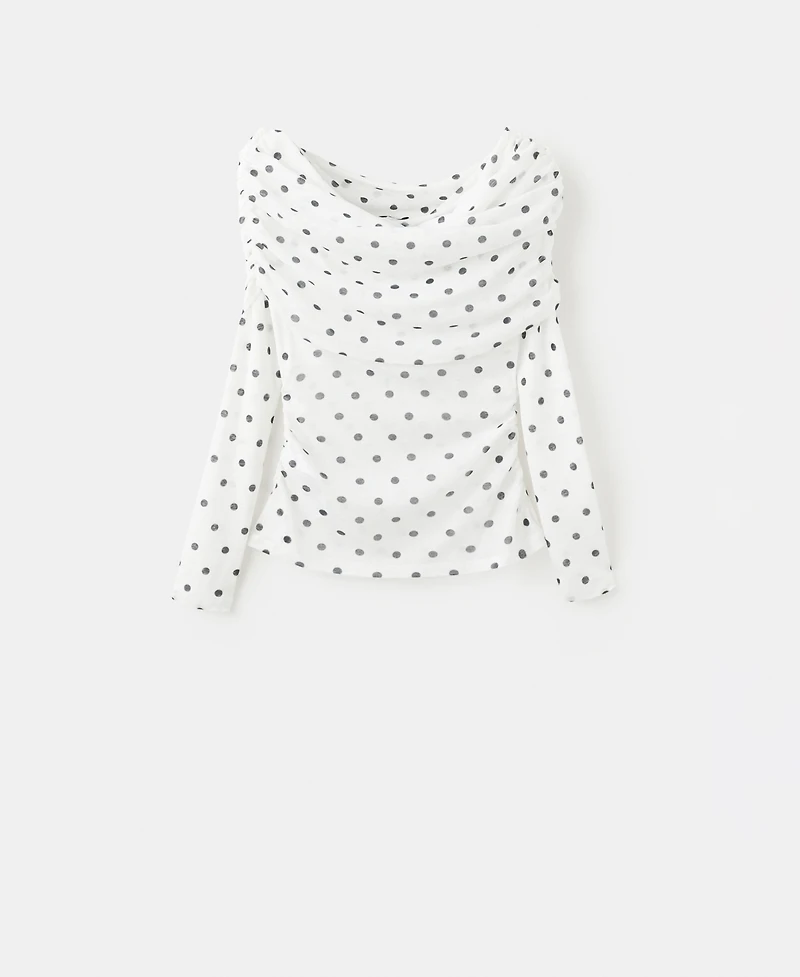 Mango Women's Polka-Dot Strapless Shirt
