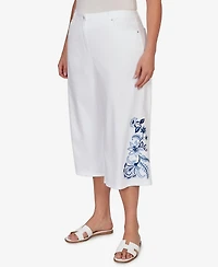 Ruby Rd. Plus Embroidered Hem Denim Capri Pants