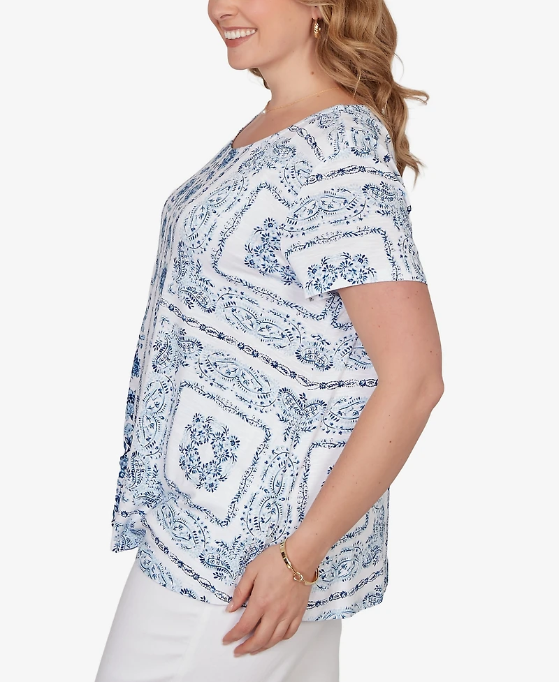 Ruby Rd. Plus Bandana Print Knit T-Shirt